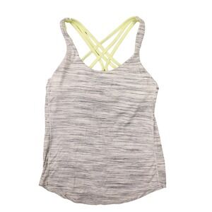 Lululemon‎ Women Neon Yellow Gray White Slay The Studio 2 in 1 Bra Tank Top sz 6